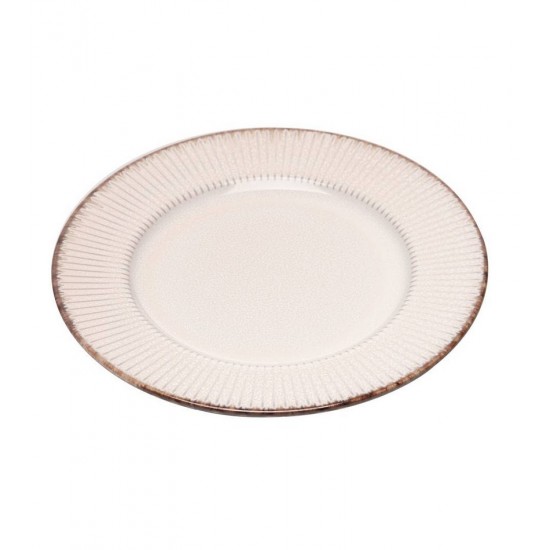 Prato Avulso Sobremesa 20,5cm De Cerâmica Linear Bege
